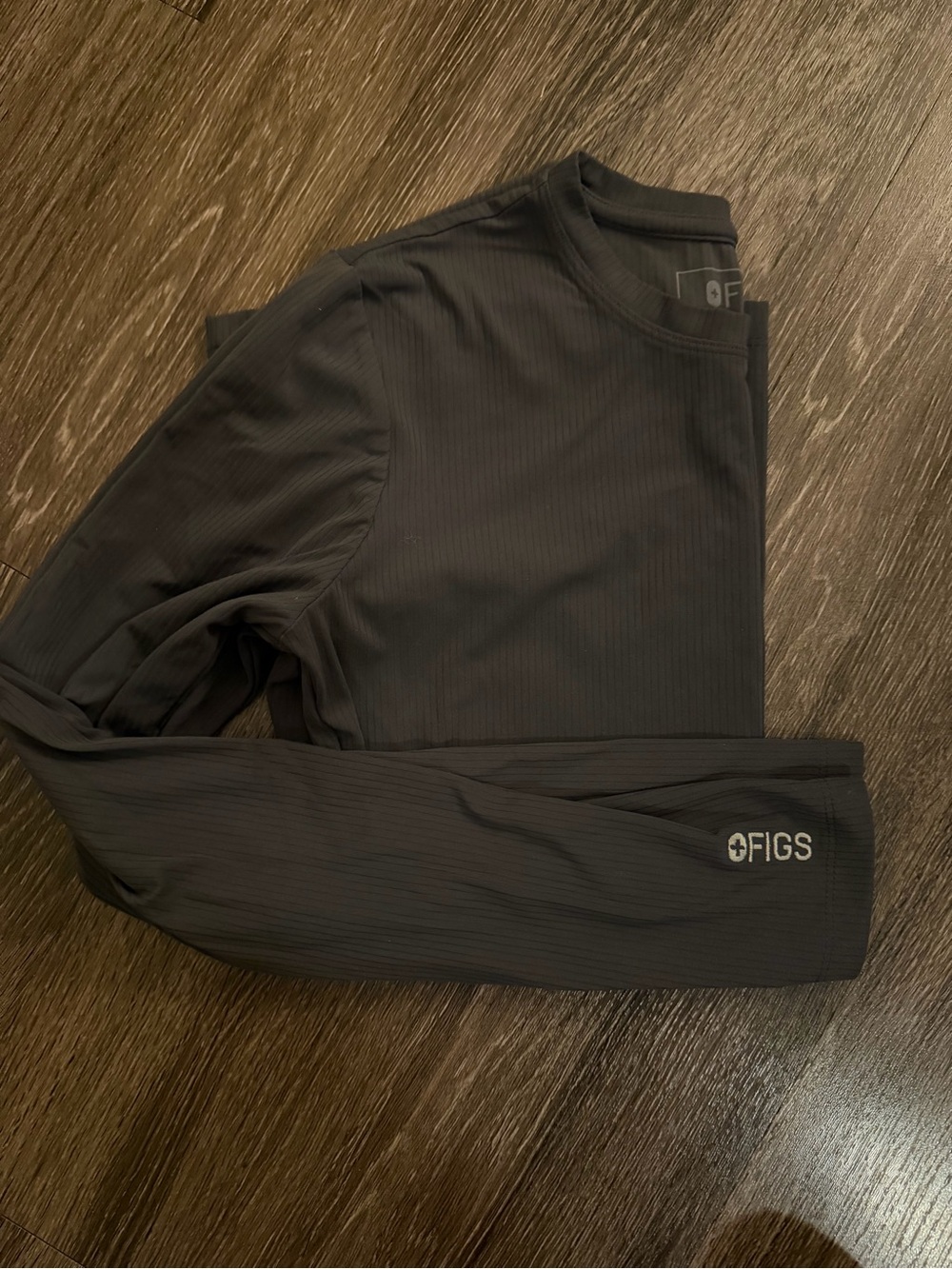 FIGS charcoal Ribbed Long Sleeve Top